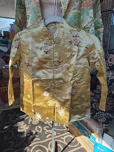Chinese Childrens Pajama Top GOLD Size 12 Vintage 1960's Traditional Shanghai - Picture 1 of 3