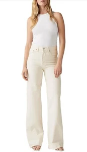 Levi's Women's Ribcage Full Length Jeans Stretch Straight Leg Cream W30 L32 BNWT - Picture 1 of 16