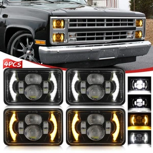 For Chevy C10 Pickup truck 1980-1986 4x6" LED Headlights DRL Hi/Lo Beam DRL 4pcs - Picture 1 of 17