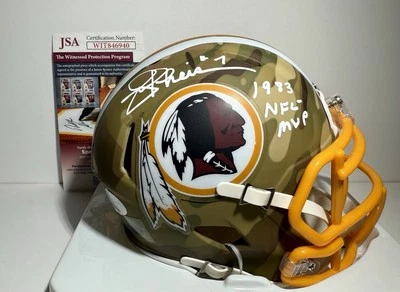 Washington Redskins Joe Theismann Autographed Camo Mini Speed Helmet "83 MVP" - Image 1 of 2