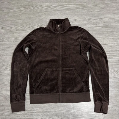 Juicy Couture куртка бархата толстовка с капюшоном карманы коричневый Y2K винтажный размер большой - Изображение 1 из 4