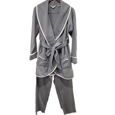 Soft Surroundings Gray Fleece Lounge Set Jacket L & Pull On Pants M - Image 1 of 4