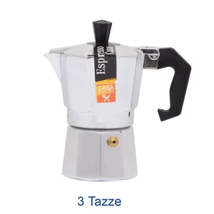 Caffettiera Moka Espresso Casa in Alluminio 3 Tazze Classica da Fornello - Foto 1 di 1