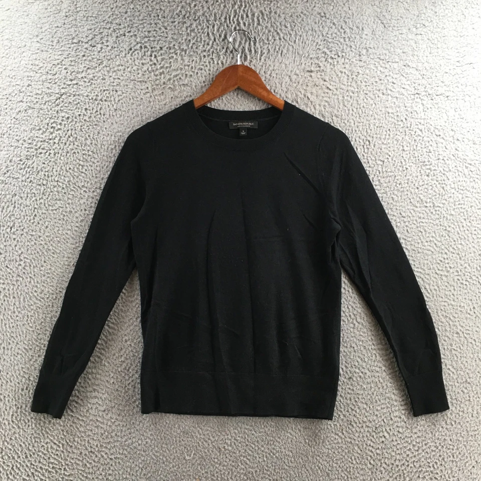 Suéter Banana Republic Mujer Pequeño Negro Manga Larga Pullover Ligero Foto 1 de 4