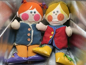 PLAYSKOOL Dapper Dan & Dressy Bessy Dolls 18” Plush Boy Girl 1970 Hong Kong - Picture 1 of 10