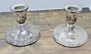 Vintage Duchin Creation Sterling Silver Weighted Console Candleholders Pair 3.5" - Picture 1 of 10
