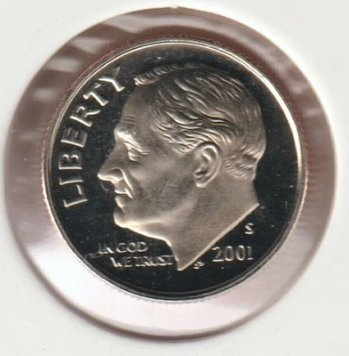 Rare US Roosevelt Dime 2001s Frosty Mirror Picked From Proof Set Collection Coin - Image 1 of 2