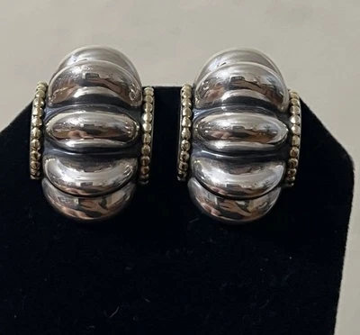 LAGOS CAVIAR  Sterling Silver & 18k Yellow Gold  Earrings - Image 1 of 4