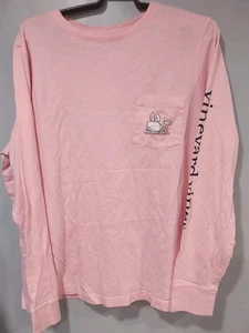 Vineyard Vines Happy Easter Pink One Pocket Long Sleeve T-shirt XXL - Picture 1 of 5