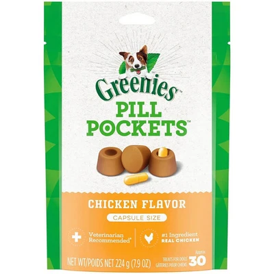 Golosinas suaves naturales para perros Greenies tamaño cápsula - sabor pollo - 7,9 oz. Foto 1 de 4