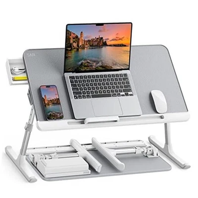  Mesa Bandeja Cama Laptop, Mesa Cama Ajustable PVC Cuero Laptop, Portátil Gris Foto 1 de 4