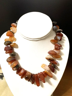 VENTA DE VACACIONES*ARTÍCULO NUEVO*COLLAR ENORME DE ÁGATA CORNALINA ARTESANAL AUDAZ-NUEVO Foto 1 de 4