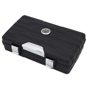10Count 2Layers Cigar Humidor Men Father Gift Hygrometer Travel Portable Black - Picture 1 of 10