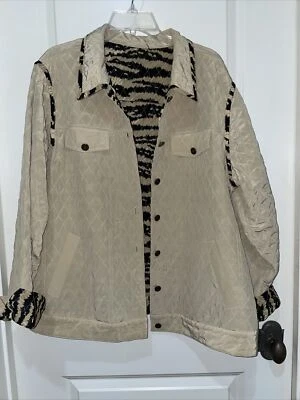 Stunning Rare Koos Of Course 100% Silk Reversible Beige Light Weight Jacket - Image 1 of 4