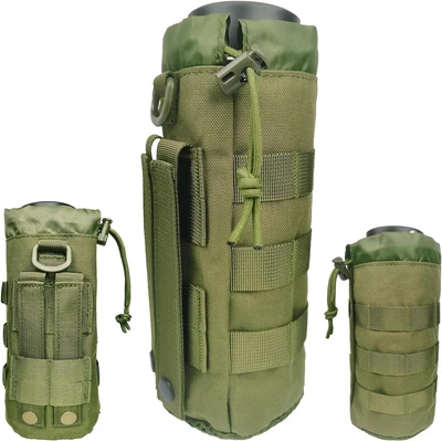 Portabotellas de agua tácticas MOLLE con cordón abierto superior e inferior de malla Foto 1 de 4