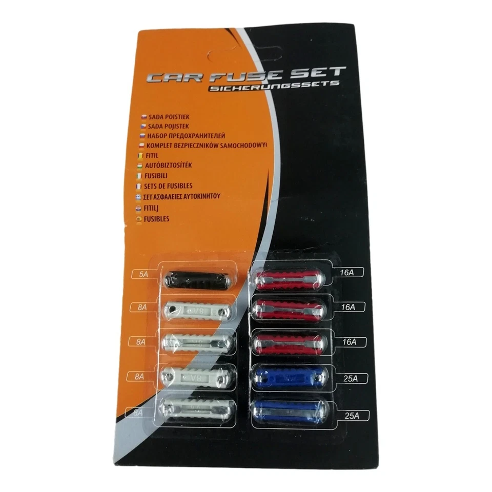 Set de 10 Fusibles pour Voiture Auto Moto Camion 5A 8A 16A 25A - Photo 1/1