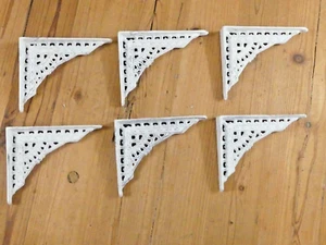 6 Soportes de Estante Hierro Fundido Decorativo Pared Pequeña 5 x 4 Ménsulas Blanco Envejecido - Imagen 1 de 8