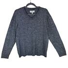 Hawker Rye Stitch Fir Heather Gray Cotton Cashmere V-Neck Pullover Sweater Sz XL