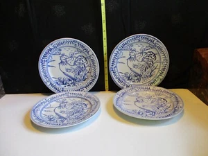 Farmhouse Blue And White Rooster Plates Set of 4 - Picture 1 of 7