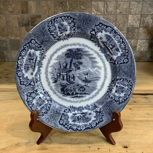 Flow Blue Grau Bäcker & Co ORIENTALISCHE Musterplatte 8 3/4" 1880er Staffordshire - Bild 1 von 19