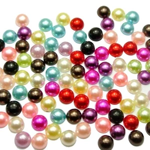 400 Pcs Mixed Color Half Pearl Bead 8mm 0.32" Flat Back Scrapbook Craft DIY - Picture 1 of 5