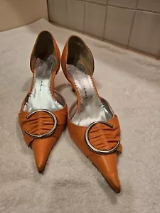 Toller, orangefarbener Pumps, gebraucht, Absatz ca. 6 cm, 36,5, selten getragen - Bild 1 von 15