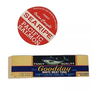 Good Day Tuna Sea Pacific Salmon Fish Can Bands Crate Jar Labels Ephemera 3065 - Picture 1 of 2