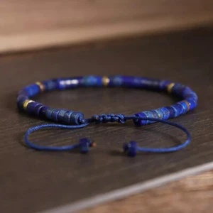 Natural Lapis Lazuli Stone Dainty Bracelet Blue Gemstone Braided bracelet USA - Picture 1 of 3