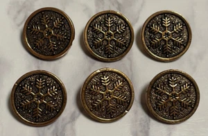 Vintage Gold Tone Snowflake Plastic Button Lot 130-3 - Picture 1 of 5