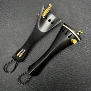 2pcs High Quality ebony Violin Tail Piece With Gut Fine tuner 4/4 Full Size#5 - Picture 1 of 2