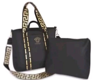 👀》🔥AUTHENTIC Versace 3pc Medusa Greca Goddess Greek Key Tote》Pouch》Dust Bag🆕️ - Picture 1 of 24