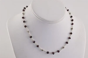 Collar Silpada Plata Esterlina Granate Rojo N1053 Estación de Cuentas Facetadas 925 16" - Imagen 1 de 5