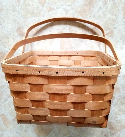 Vintage Baskerville Putney Vermont Picnic Basket Large Woven Wood Basket (Hbawal Cover