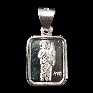 Pure .999 Silver Saint Jude Pendant Medal San Judas Dije Plata Handmade Taxco - Picture 1 of 7