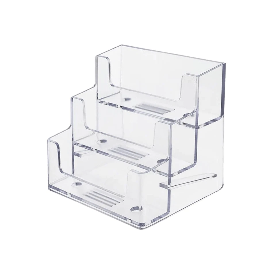 LINCE DISPLAY LIMITED 3-Tier Landscape Business Card Holder for Efficient Desktop Display and Organiza