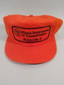 Cappello berretto snapback K-PRODUCTS IDOT Illinois Trans Trucker vintage ORANGE PATCH - Foto 1 di 8