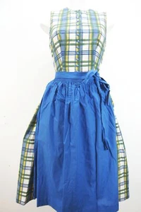 Individuell Dirndl 80er Vintage blau grün hochgeschlossen kariert Schürze Gr.38 - Bild 1 von 8