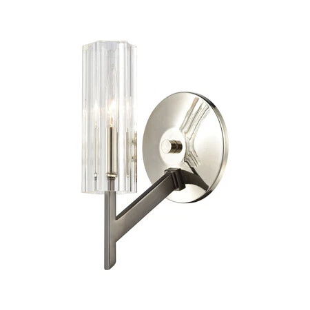 ELK LIGHTING 55070/1 Aspire 1-Light Sconce in Black Nickel with Ribbed Crystal Cover
