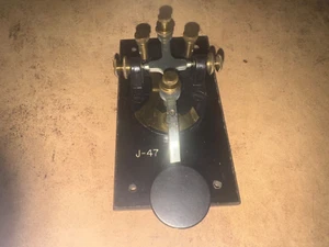Vintage Antyk J-47 Morse Code Key Telegraf Sounder szynka radio cw Wojskowe - Zdjęcie 1 z 5