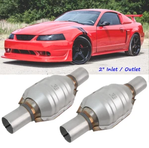 PAIR 2" Inlet/Outlet EPA Catalytic Converter Weld-On For Ford Mustang 99-2004 - Bild 1 von 12
