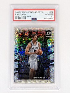 2017-18 Panini Donruss Optic White Sparkle Prizm #132 Pau Gasol PSA 10 SSP HOF