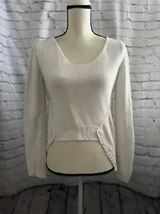 Crea Concept White 100% Linen Asymmetrical Knit Button Back Sweater Size 38 - Picture 1 of 6