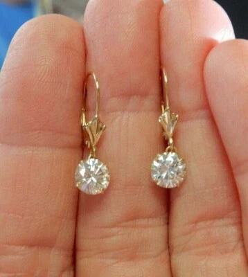 2.00Ct IGI Certified Lab Grown Diamond Drop Dangle Earring 14K Yellow Gold - Image 1 of 4