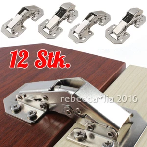 12Pcs Aufschraubscharniere Aufschraubscharnier Möbelscharnier m. Feder Schraube - Bild 1 von 8