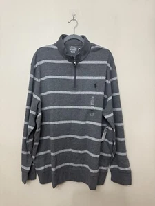 Polo Ralph Lauren Men's XXL Luxury Jersey Striped 1/4-Zip Pullover gray NWT $138 - Picture 1 of 5
