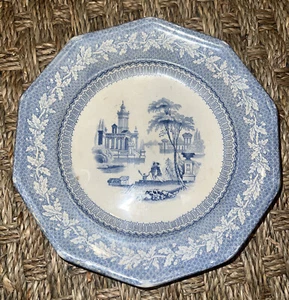 Blue White Transferware Plate England Staffordshire Ironstone Vintage Mark - Picture 1 of 17
