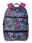 Girl's Purple & Blue Animal Print Backpack, Leopard Zebra