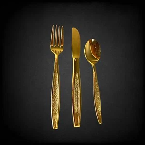 Royalton Antigua 24k Electroplate Oro Cubiertos 3 Piezas Lugares Juegos EN CAJA 10 Disponibles - Imagen 1 de 10