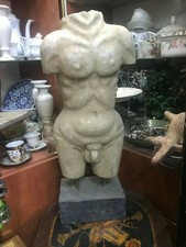 Original Antique Ancient Greek statue torso sculpture Carved Stone Man erotic