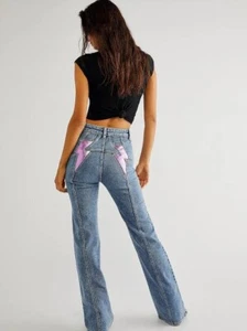 Nuevo Free People We The Free Thunderbird Flare Jeans Rayo Talla 33 - Imagen 1 de 5